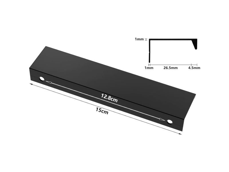  Jeu de 10 poignées cachées noires de 128 mm, poignées en aluminium pour portes de meubles et bureaux  - Conforama E