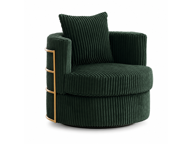  Fauteuil pivotant 360° en velours côtelé avec rangement, vert émeraude, 76 x 79 x 78 cm Fay Lum - Conforama A