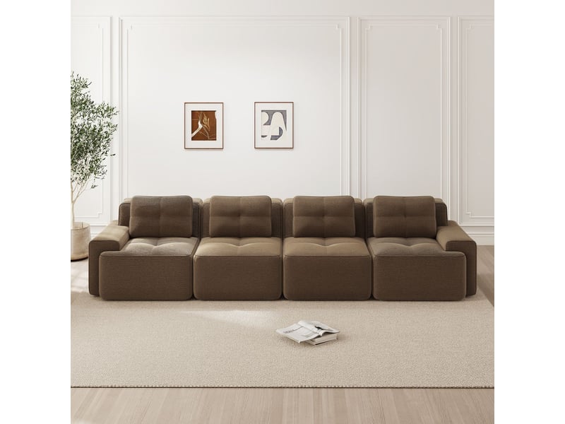 Canapé modulable assise profonde rembourrage confortable tissu côtelé montage sans assemblage  - Conforama B