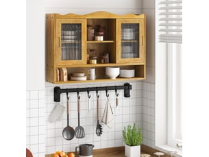 Armoire murale à portes coulissantes 90x20x60 cm, armoire de stockage, 3 niveaux, meuble de cuisine, couleur naturel