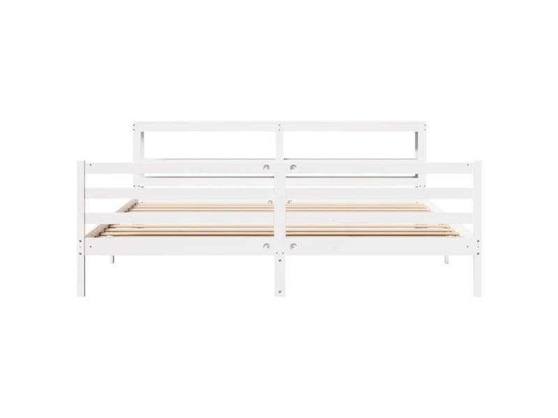  Lit double- lit adulte -  cadre de lit sans matelas blanc 200x200 cm bois massif de pin  - Conforama C