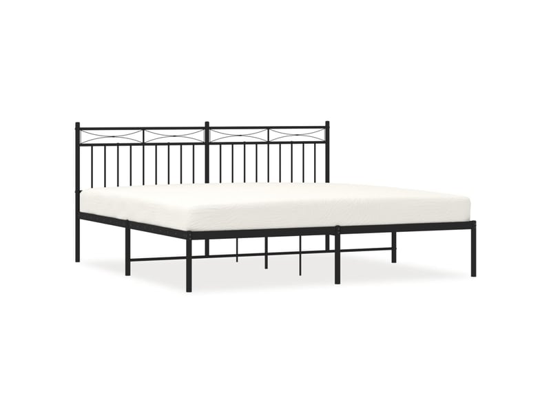  Lit double- lit adulte -  cadre de lit métal sans matelas et tête de lit noir 180x200 cm  - Conforama A
