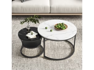 Table basse rond(e) coloris bicolore <strong>SANS MARQUE</strong> <strong></strong>