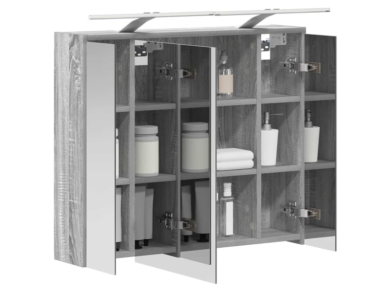  Armoire miroir salle de bain, meuble de rangement gris sonoma 73.5x16x62.5 cm shl6237  - Conforama C