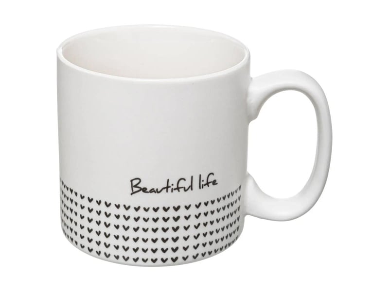  Lot de 4 mugs &amp; rack design life 24cl blanc  - Conforama E