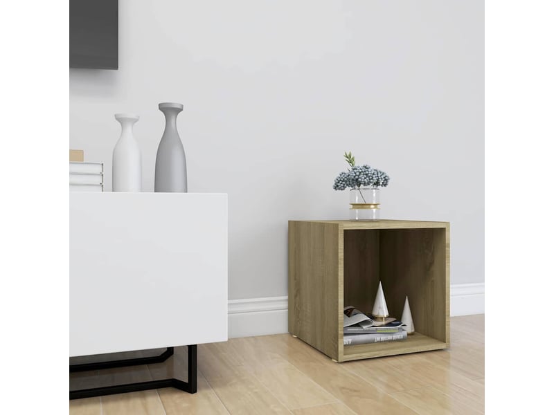  Meuble tv - banc tv - meuble de rangement chêne sonoma 37x35x37 cm bois d’ingénierie  - Conforama D