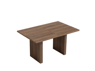 Table à manger extensible 140-200 x 90 cm en mdf noyer, 6 à 8 personnes