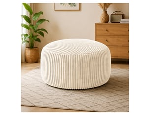 Fauteuil poire rond 4ft 100 × 100 × 50 cm, velours côtelé, blanc
