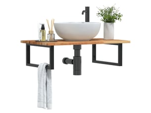 Étagère de vasque | étagère murale acier et bois massif d'acacia shl5586