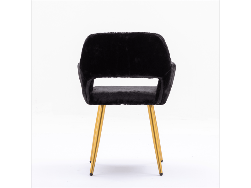 Chaise de salle à manger hengming en fausse fourrure, pieds en acier massif, style rétro - Conforama A
