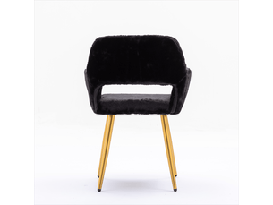 Chaises de salle à manger hengming en fausse fourrure avec pieds en acier massif style mid-century