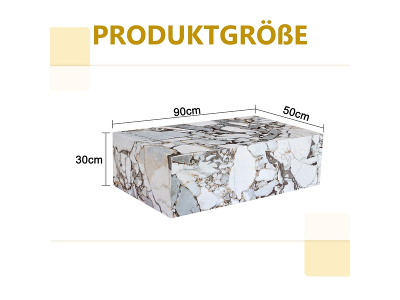  Table basse rectangulaire effet marbre blanc, mdf, 90x50x30 cm, sans montage  - Conforama C