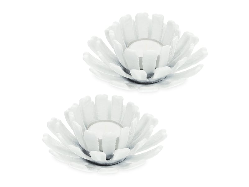  Lot de 2 bougeoirs en forme de fleur pour décoration jardin extérieur ambiance zen 6 x 13,5 cm en fonte noir 13_0012198  - Conforama B
