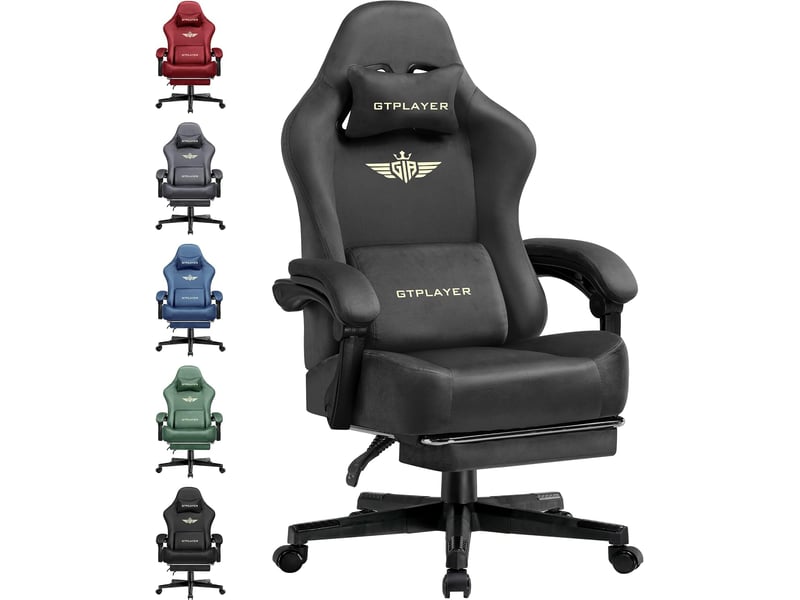 Gtplayer chaise de jeu inclinable à 160° avec repose-pieds 180kg - tissu gris GT829-GY - Conforama B