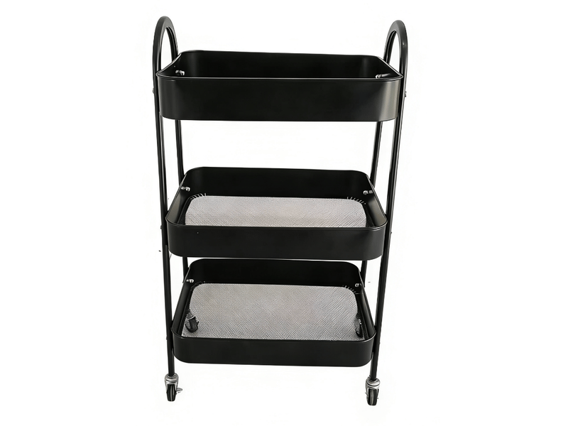  Desserte de rangement 3 niveaux 44,5 x 30,5 x 78,5 cm – noire – roulettes pivotantes à 360° et poignées  - Conforama A