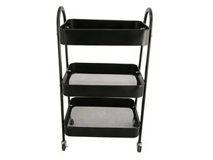 Desserte de rangement 3 niveaux 44,5 x 30,5 x 78,5 cm – noire – roulettes pivotantes à 360° et poignées