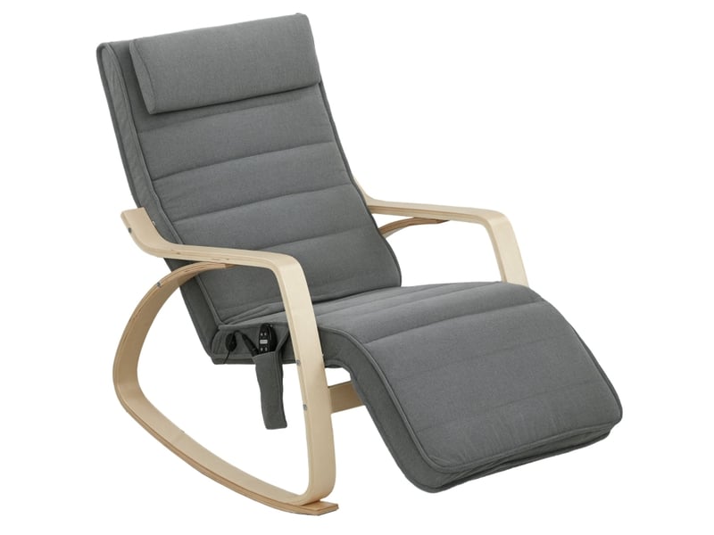  Fauteuil à bascule massant et chauffant gris avec repose-pieds réglable  - Conforama A