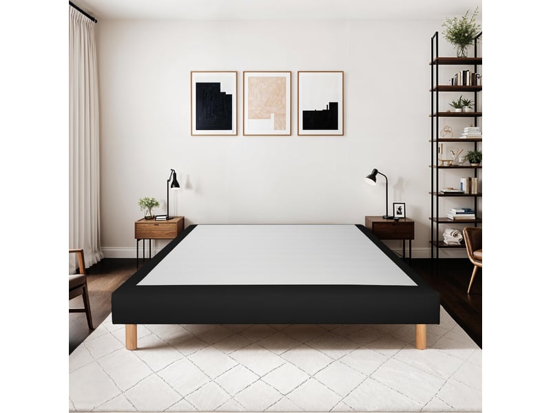 Sommier tapissier simili faro - noir - 90x190 3SO0207180919.0110 - Conforama C