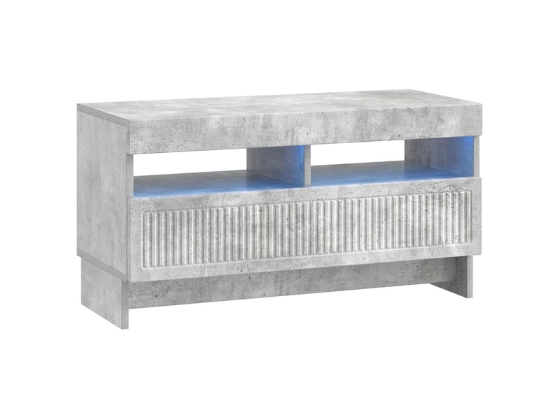 Meuble tv - banc tv - meuble de rangement led gris béton bois d'ingénierie - Conforama A