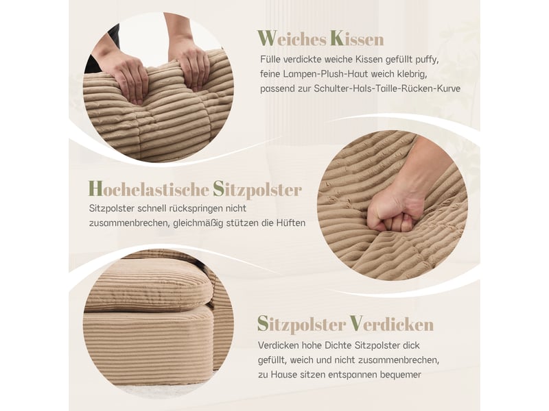 Canapé convertible, canapé-lit, en velours tricoté, kaki, porte-gobelets, assise profonde, pliable, 2 en 1 - Conforama A