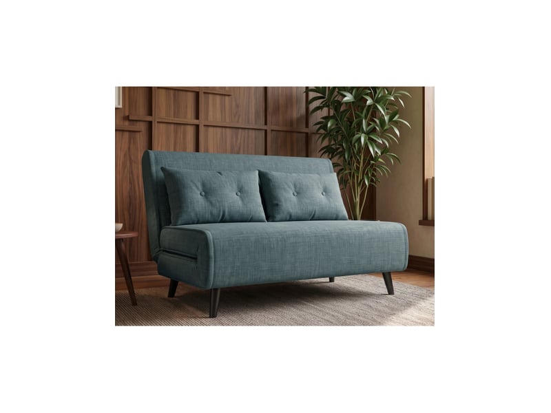  Canapé convertible presto 2 places - velours bleu pétrole - couchage 140x190cm  - Conforama B