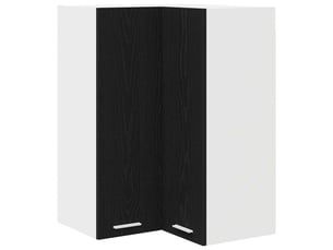 Meuble de rangement cuisine, armoire suspendue chêne noir et blanc 57x57x80cm