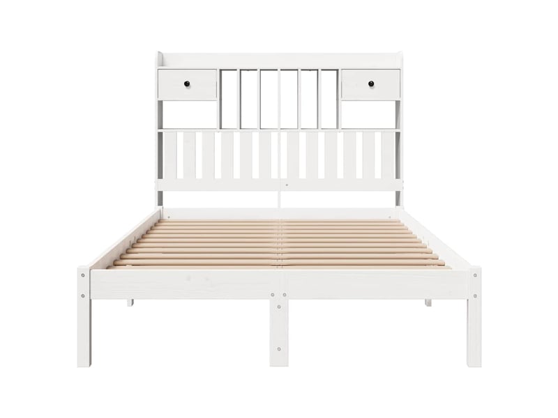  Lit double- lit adulte -  lit bibliothèque sans matelas blanc 135x190 cm bois pin massif  - Conforama C