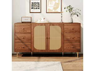 Buffet 2 porte(s) 6 tiroir(s) <strong>REDOM</strong> <strong></strong> - 160 cm coloris marron