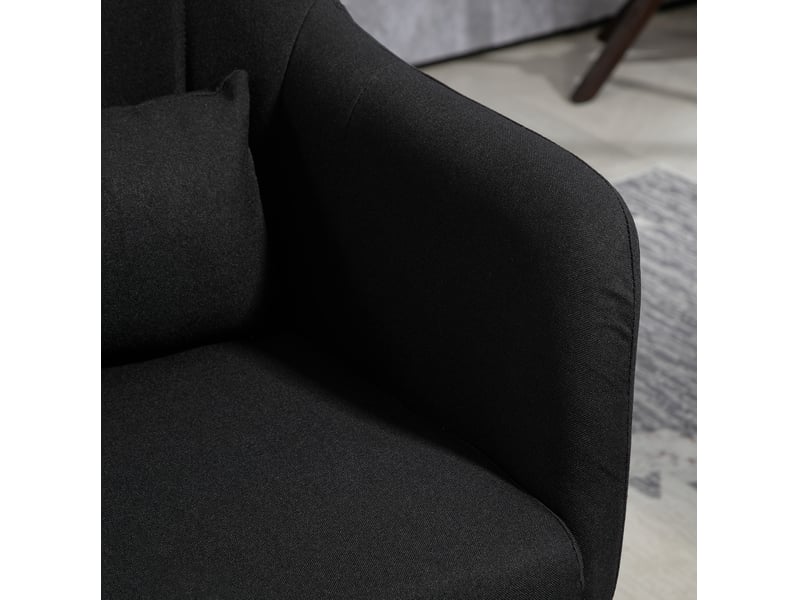  Fauteuil pivotant réglable avec accoudoirs et coussin lombaire noir evryae  - Conforama C