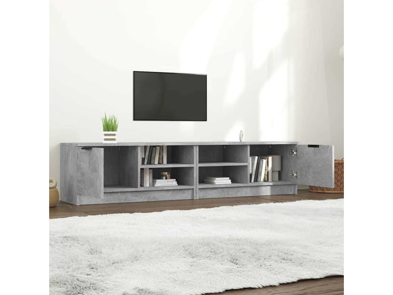  Lot de 2 meuble tv bas salon gris béton 80x35x36,5 cm bois d'ingénierie  - Conforama C