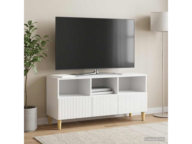  Meuble tv - banc tv - meuble de rangement 102 x 34,5 x 50 cm blanc brillant bois d'ingénierie  - Conforama B