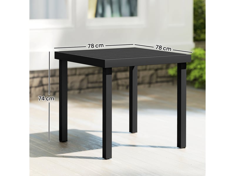  Table de jardintable à manger effet bois, 78 x 78 cm, noire  - Conforama E