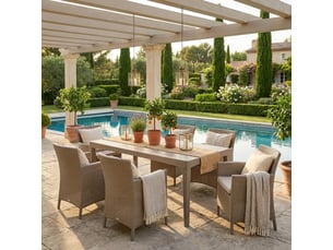 Table de jardin effet rotin 160x90 girona - beige