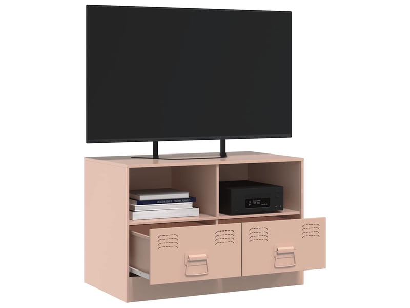  Meuble tv - banc tv - meuble de rangement rose 67x39x44 cm acier  - Conforama E