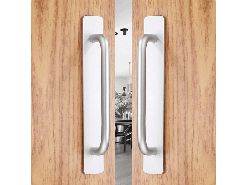  2 poignées autocollantes pour portes coulissantes, poignées en aluminium pour meubles, 210 x 25 mm, couleur argentée  - Conforama C