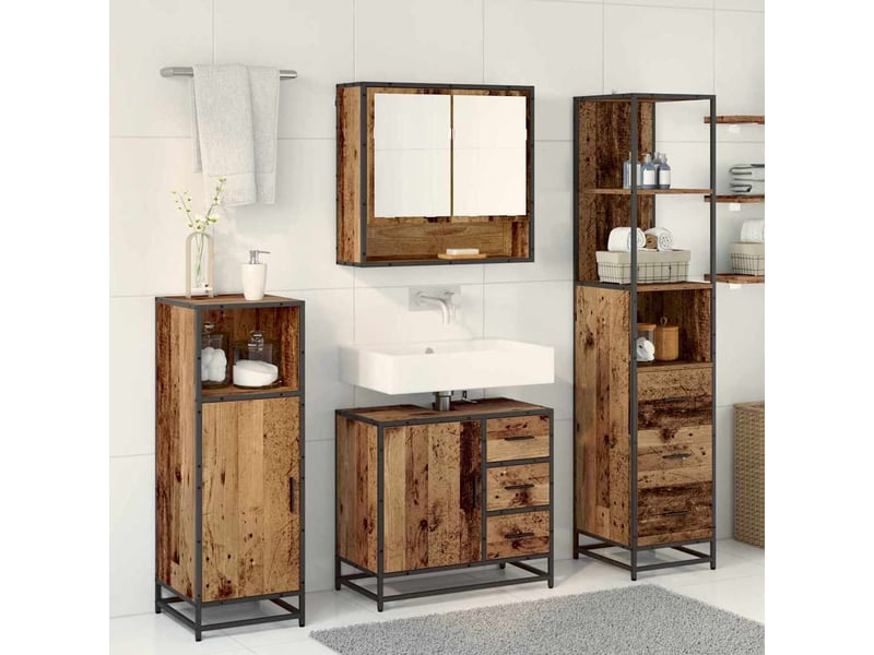 Ensemble de mobilier de salle de bain 3 pièces bois ancien cf64440 - Conforama D