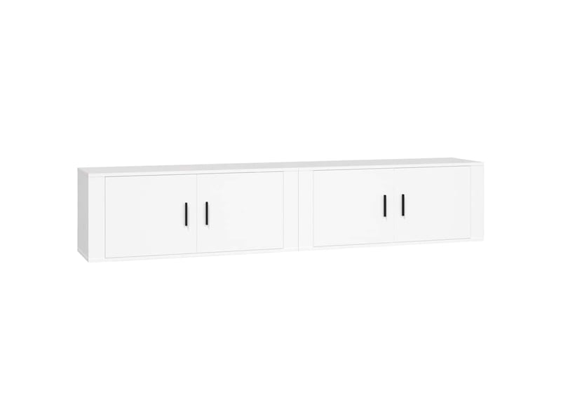  Lot de 2 meuble tv mural, meuble tv suspendu blanc 100x34,5x40 cm  - Conforama A