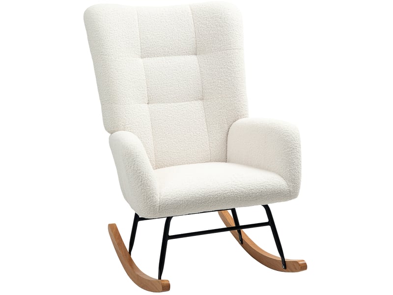  Fauteuil à bascule modenvie avec accoudoirs tissu teddy crème 70 x 94 x 100 cm  - Conforama A