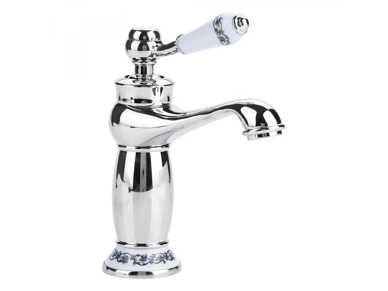  (chrome)avec tuyau de 60 cm,céramique antique laiton robinet lavabo la salle de bains robinet bleu et blanc en porcelaine à long cou  - Conforama A