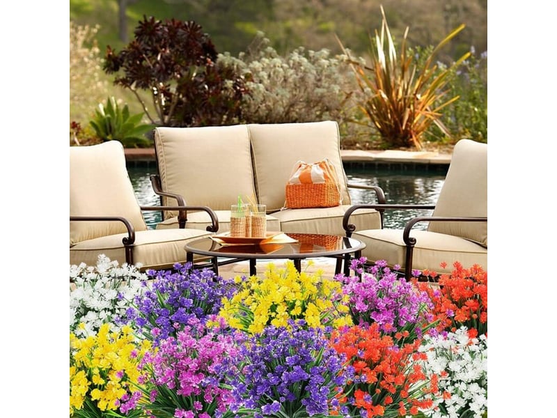  Plante fleurie artificielle　plantes et fleurs artificielles d'extérieur résistantes aux uv - violet 8pcs  - Conforama E