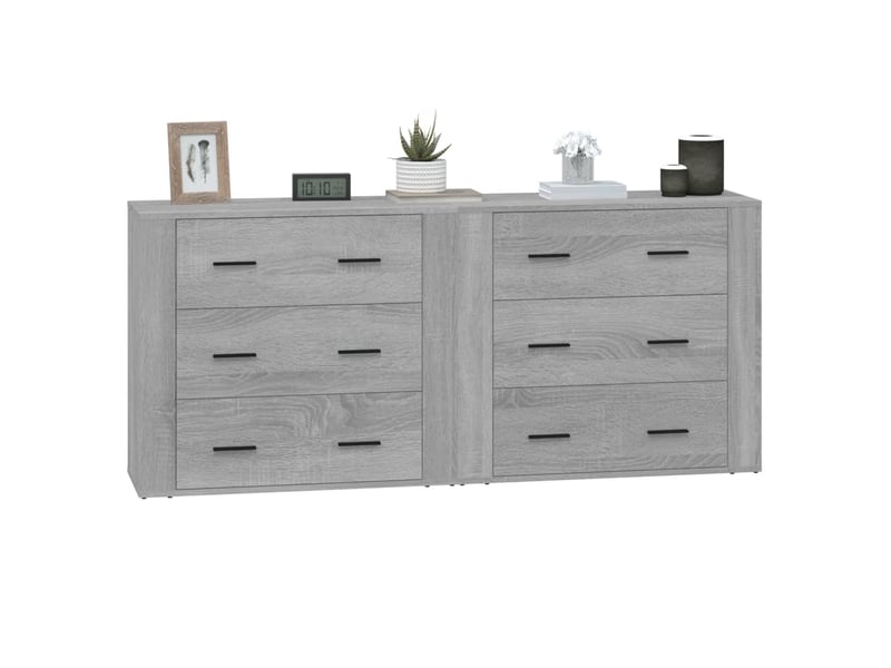  Buffets 2 pcs - bahut - meuble de rangement sonoma gris bois d'ingénierie  - Conforama D