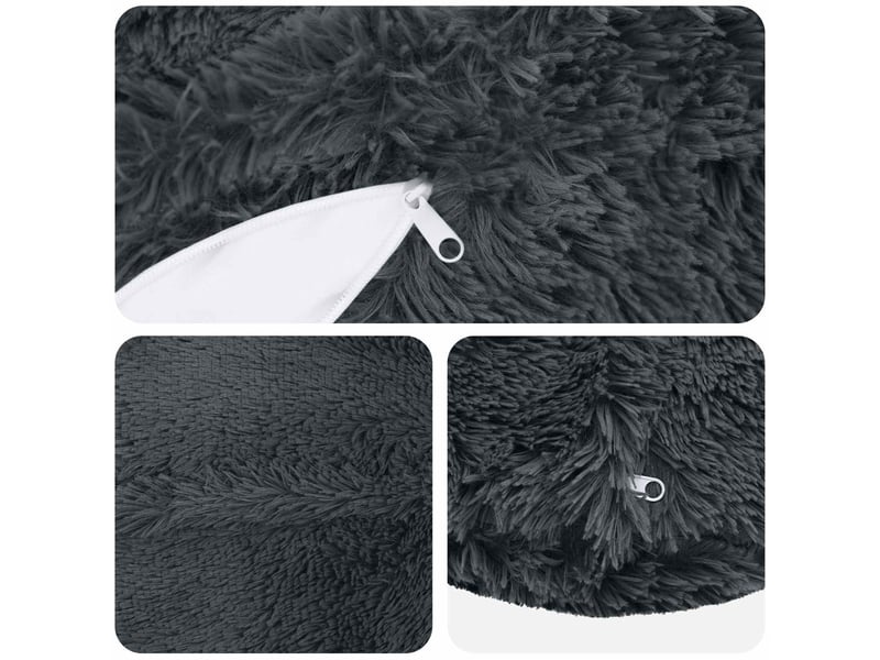 Lot de 2 coussins avec oreiller, coussins décoratifs heerlen anthracite fleece pv cf50391 - Conforama E