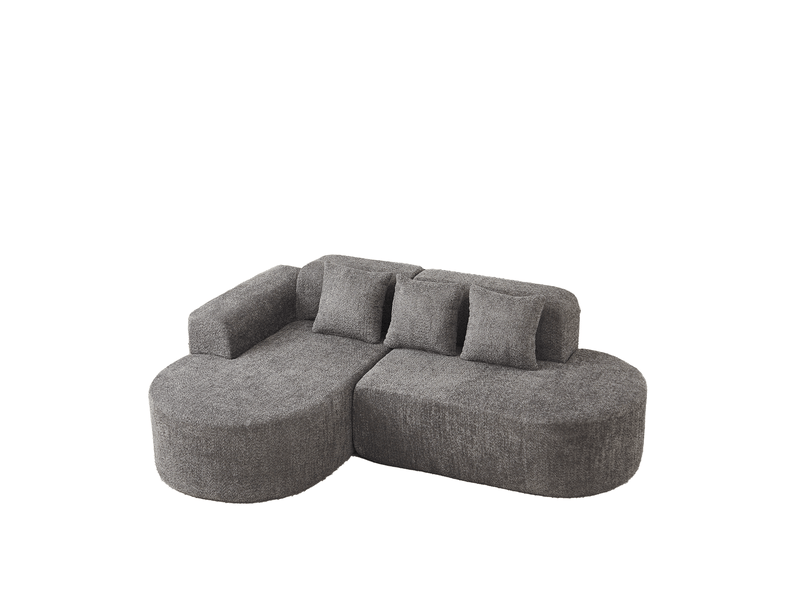 Canapé d’angle 3 places gauche design arrondi anthracite, mousse douce, tissu couleur gris, design simple  - Conforama A