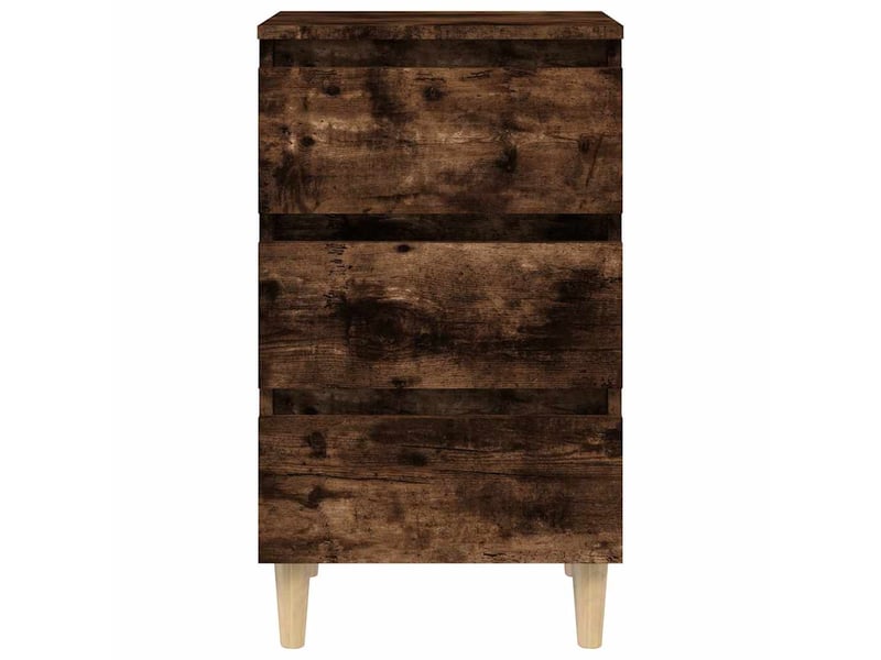  Table de chevet - cabinet de chevet - table de nuit avec pieds en bois solide chêne fumé 40x35x69cm  - Conforama C