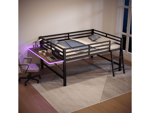 Lit mezzanine 140x200 cm <strong>FLORAGRACE</strong>  <strong></strong> coloris noir