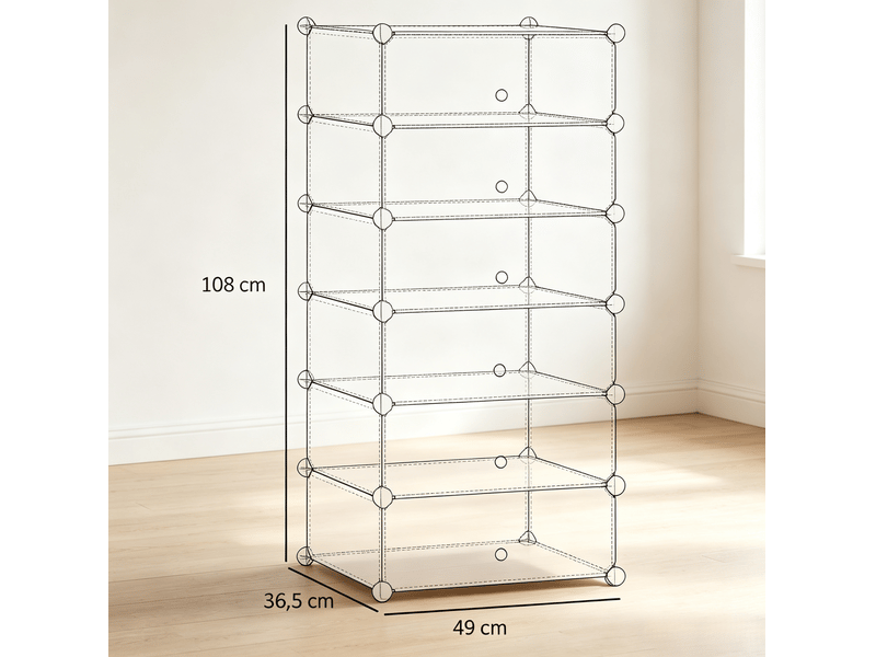  Meuble de rangement modulable à 6 compartiments en polypropylène et acier blanc  - Conforama E