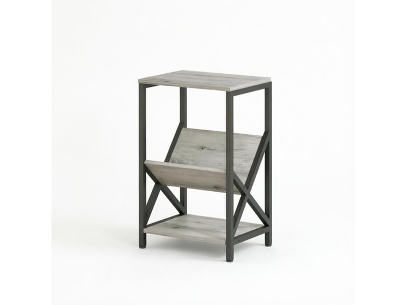  Table d'appoint 40x30x61 cm 3 niveaux panneau de particules et métal gris foncé  - Conforama A