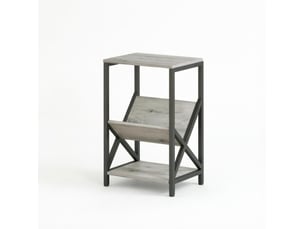 Table d'appoint 40x30x61 cm 3 niveaux panneau de particules et métal gris foncé