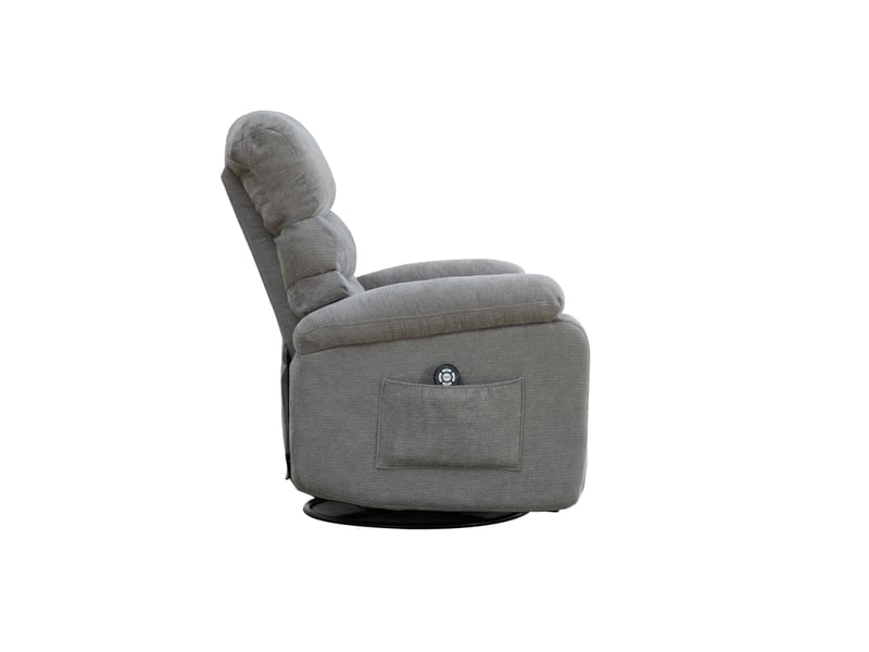 Fauteuil relax électrique gris, fauteuil massant chauffant, pivotant à 360° avec repose-pieds pour salon - Conforama E