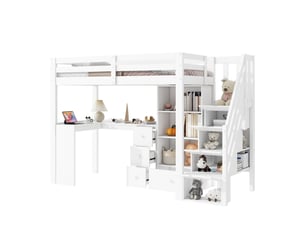 Lit mezzanine 90x200 cm <strong>MODENUIT </strong> <strong></strong> coloris blanc